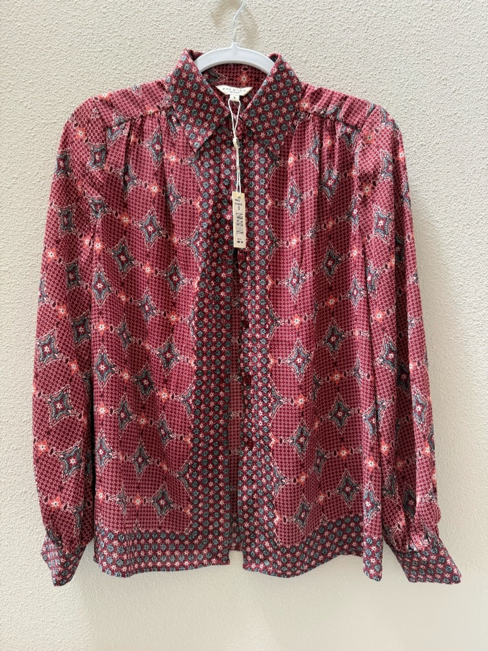 Dressy light burgundy/reddish long sleeve blouse